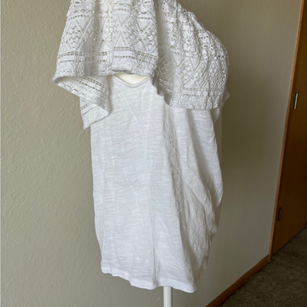 Lucky Brand White Ruffled Bib Collar Blouse - Picture 5 of 10